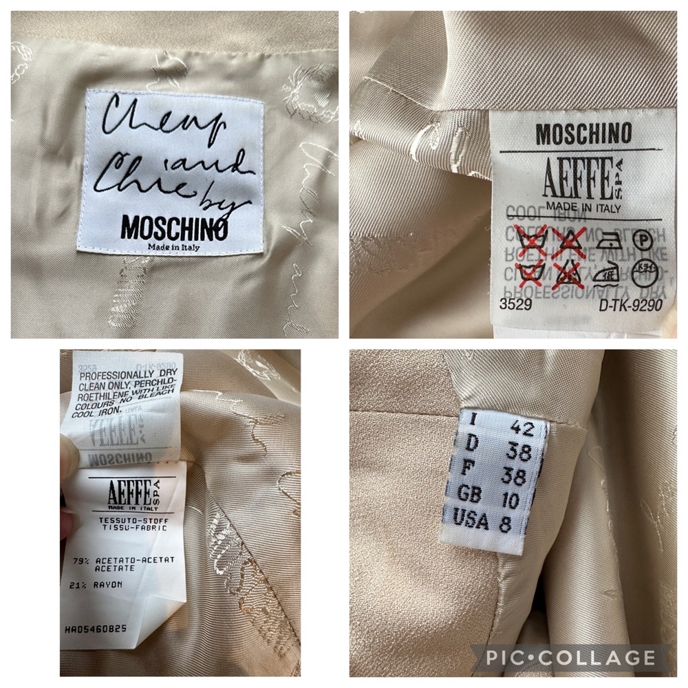 VINTAGE 1990s MOSCHINO CHEAP & CHIC CREAM OLIVE OYL CROPPED JACKET RED BALLS 8 - Picture 8 of 8